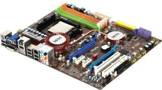MSI DKA790GX motherboard with multiple ports and slots.
