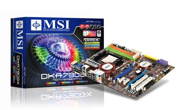 MSI DKA790GX motherboard with packagingMSI DKA790GX motherboard with original packaging.