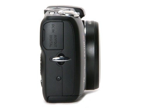 Side view of Canon PowerShot SX110 IS digital camera