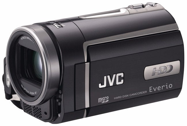 JVC Everio GZ-MG730 camcorder on white background.