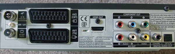 Samsung DVD-SH875M recorder rear connectivity panel.