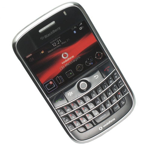 BlackBerry Bold 9000 smartphone with Vodafone on screen