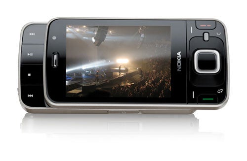 Nokia N96 smartphone displaying a concert video.