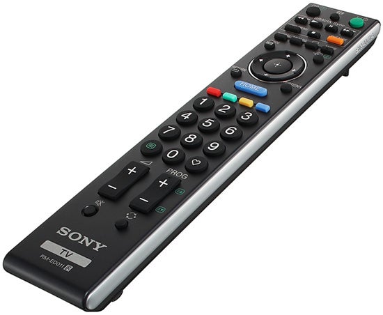 Sony Bravia LCD TV remote control with buttons and logo.
