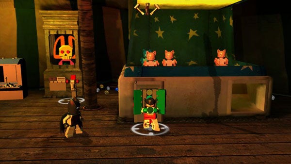 Lego Batman video game screenshot with character and scenery.