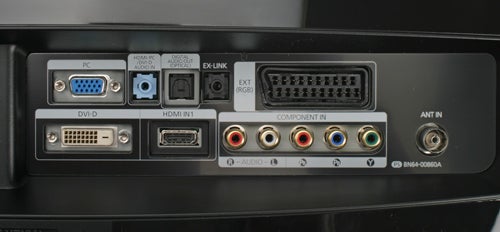 Samsung SyncMaster T220HD monitor ports and connectivity options.