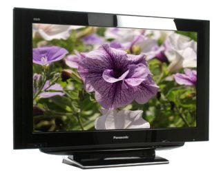 Panasonic Viera 32-inch LCD TV displaying vibrant flower image.