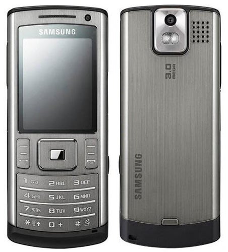 Samsung U800 mobile phone front and back view.