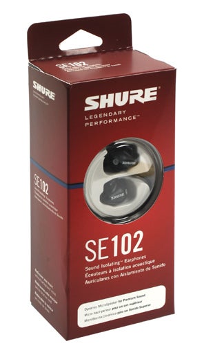 Shure SE102 earphones in original packaging.
