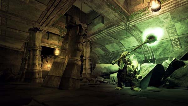 Fable II screenshot showing character in underground ruins.