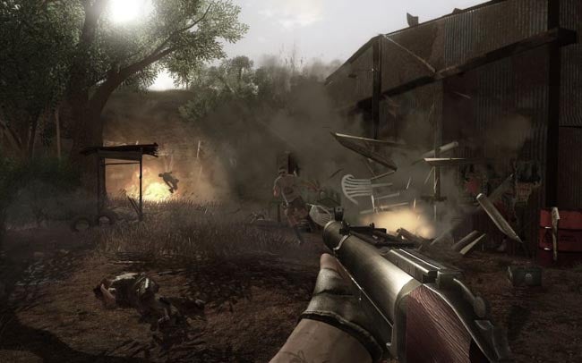First-person perspective of gameplay in Far Cry 2