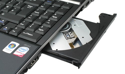 Medion Akoya S5610 laptop with open DVD drive.