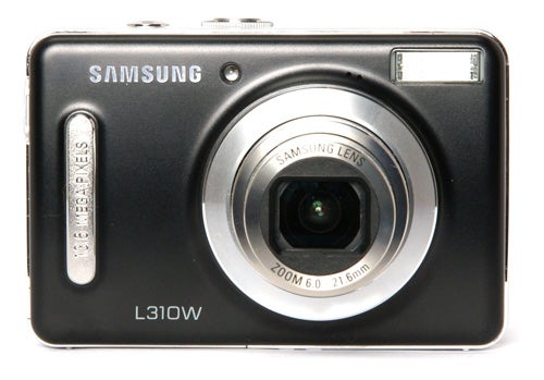Samsung L310W digital camera front view on white background.