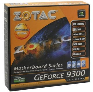 Zotac GeForce 9300 Motherboard packaging box.