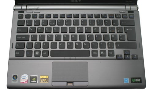 Sony VAIO VGN-Z11WN/B laptop keyboard and touchpad view.