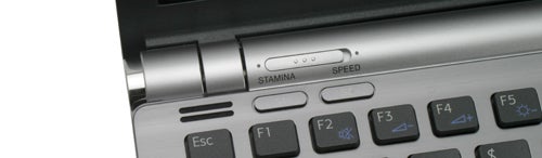 Close-up of Sony VAIO VGN-Z11WN/B laptop's stamina and speed switches.