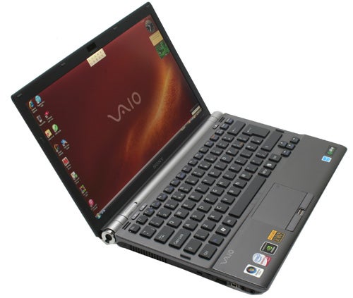 Sony VAIO VGN-Z11WN/B laptop open on a white surface.