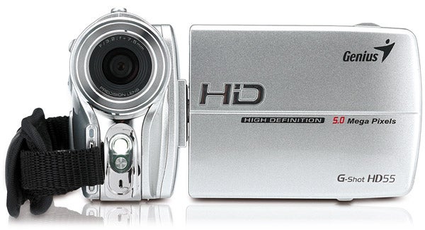Genius G-Shot HD55 camera with wrist strap on white background.