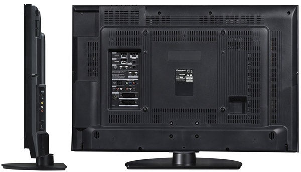 Rear view of Pioneer KURO KRL-37V LCD TV showing ports and stand.