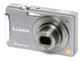 Panasonic Lumix DMC-FX500 digital camera on white background.