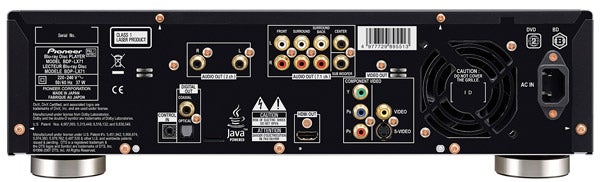 Pioneer BDP-LX71 Blu-ray player rear connectivity panel