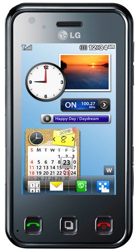 LG Renoir KC910 phone with touchscreen display and widgets.