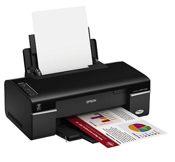 Epson Stylus Office B40W printer with printed color documents.