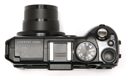 Nikon CoolPix P6000 camera top view showing controls.