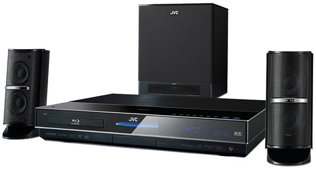 JVC NX-BD3 Blu-ray home cinema system with speakers.
