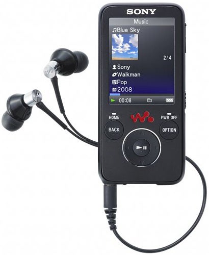 Sony Walkman NWZ-S639F with earbuds on white background.