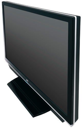 JVC LT-47DV8BJ 47-inch LCD TV on a stand.