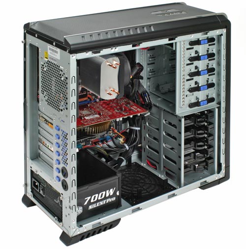 Open Mesh Xtreme GTX300 computer case displaying components.