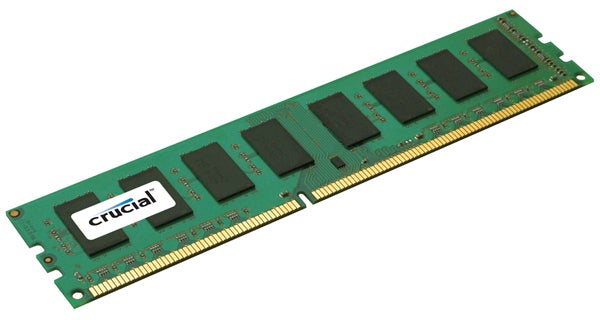 Crucial PC3-8500 3GB RAM module on white background.