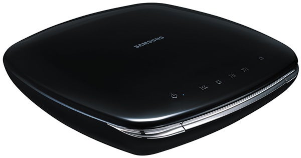 Samsung DVD-F1080 player with touch-sensitive controls.
