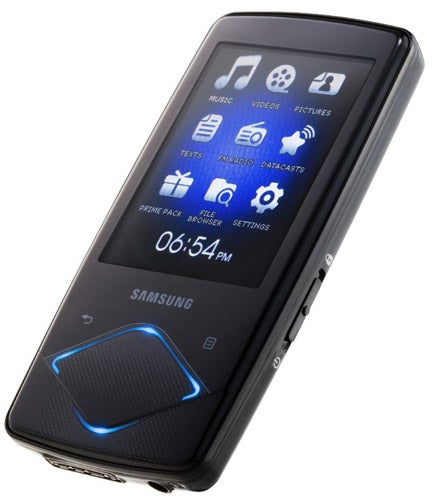 Samsung YP-Q1 Diamond MP3 player with illuminated controls.