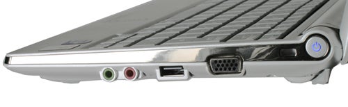 Side view of Samsung NC10 netbook showcasing ports.