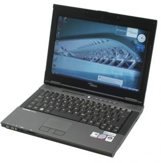 Fujitsu-Siemens Esprimo Mobile U9210 laptop open on desk.