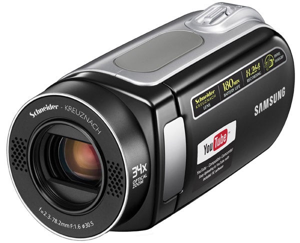 Samsung VP-MX20 camcorder with YouTube branding.