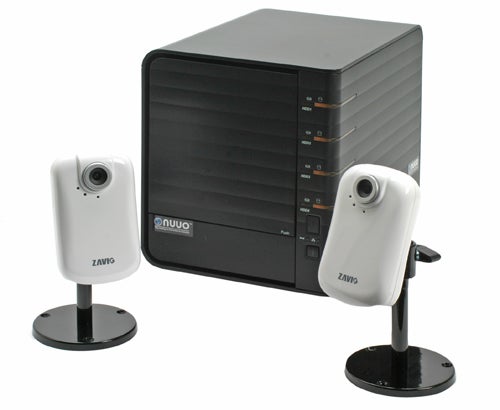NUUO NVRmini NV-4080 system with two IP cameras displayed.