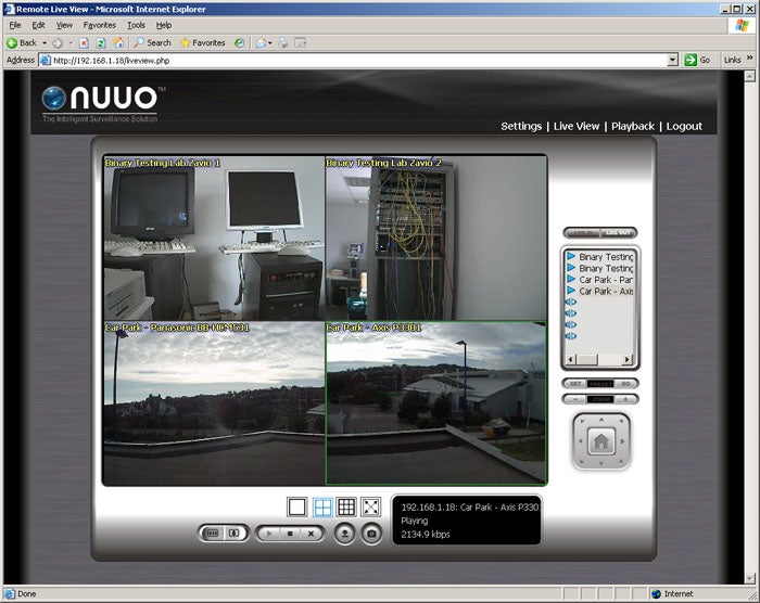 Screenshot of NUUO NVRmini surveillance system interface.Screenshot of NUUO NVRmini NV-4080 recording settings interfaceScreenshot of NUUO NVRmini interface with multiple camera feeds.Screenshot of NUUO NVRmini interface showing protocol and RAID management settings.