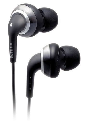 Philips SHE9800 earphones with noise isolation design.