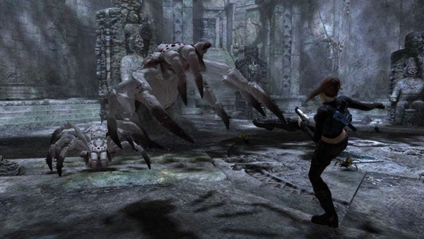 Screenshot of Tomb Raider: Underworld gameplay with Lara Croft.