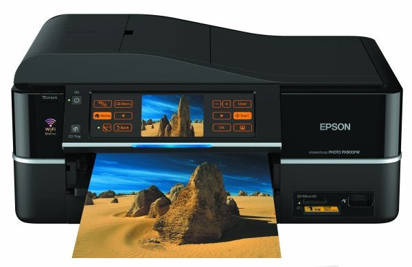Epson Stylus Photo PX800FW printer with touchscreen display.