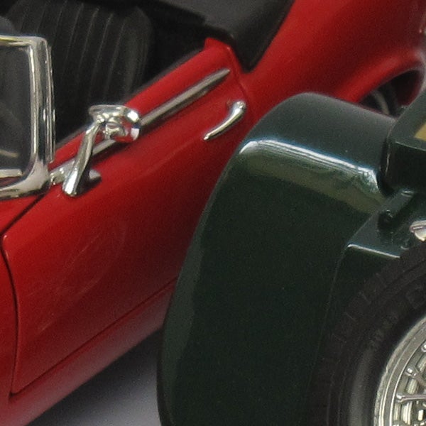 Close-up of a red die-cast model car