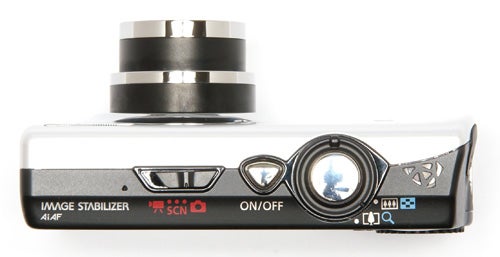 Canon IXUS 870 IS digital camera top control view.
