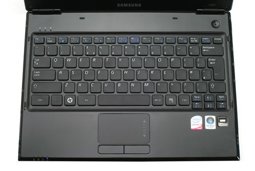 Samsung X360 13.3-inch Notebook keyboard and touchpad view.