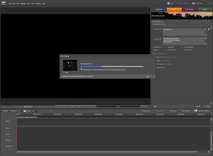 Screenshot of Adobe Premiere Elements 7 video editing interface.