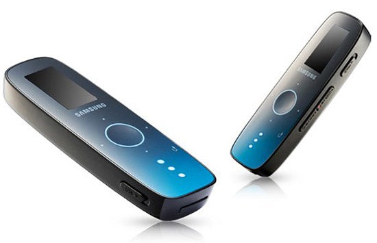 Samsung YP-U4 MP3 player in two angled views.