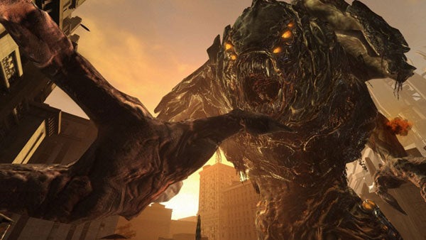 Giant monster attacking in the game Resistance 2.