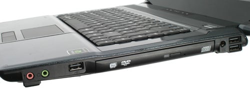 Close-up of Novatech X50MV Pro Gaming Notebook side ports